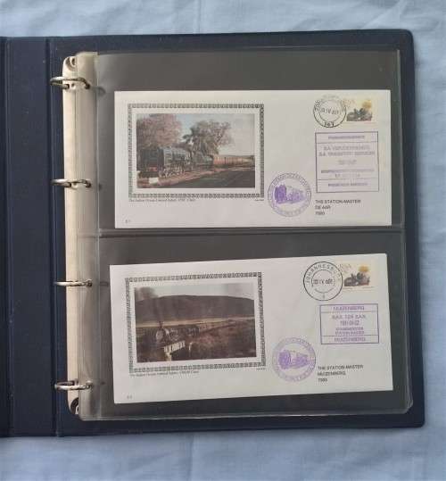 Pronto FDC Album with 23 SA TRansport Services TRAINS FDC`S. # 2.1 - 3.11 Full 2 sets!