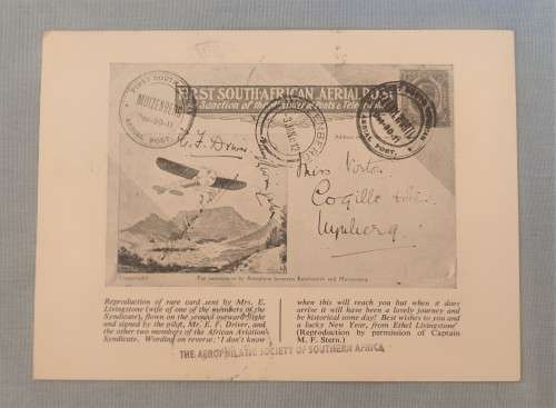 RSA- 1961 -Postcard - 50th Anniversary First Aerial Post - UNCOMMON!!