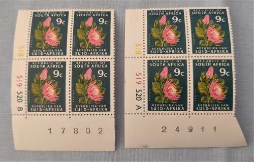RSA - SACC 332 Control Blocks of 4 - A and B Cylinders - MNH