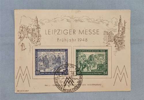 Germany Leipziger Messe 1948 Fruhjahr souvenir stamps postal card - Uncommon!!