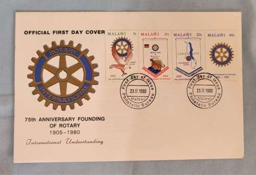 MALAWI FDC 1980: 75th ANNIVERSARY FOUNDING OF ROTARY