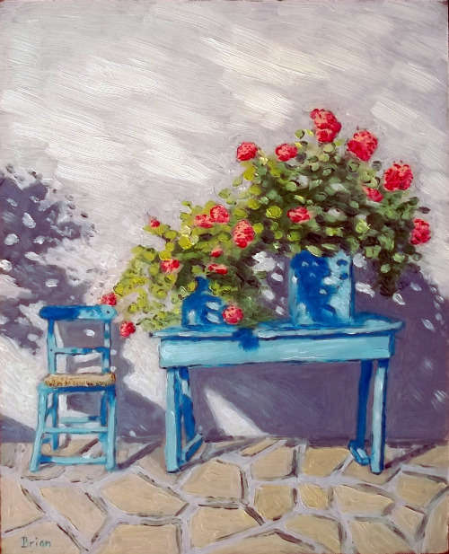 Blue, green and red