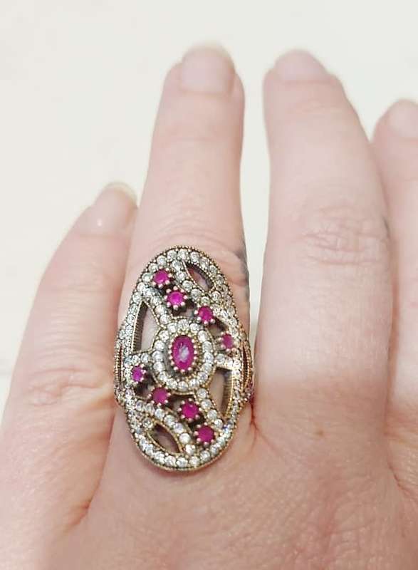 Authentic Turkish Ruby & Topaz Ring