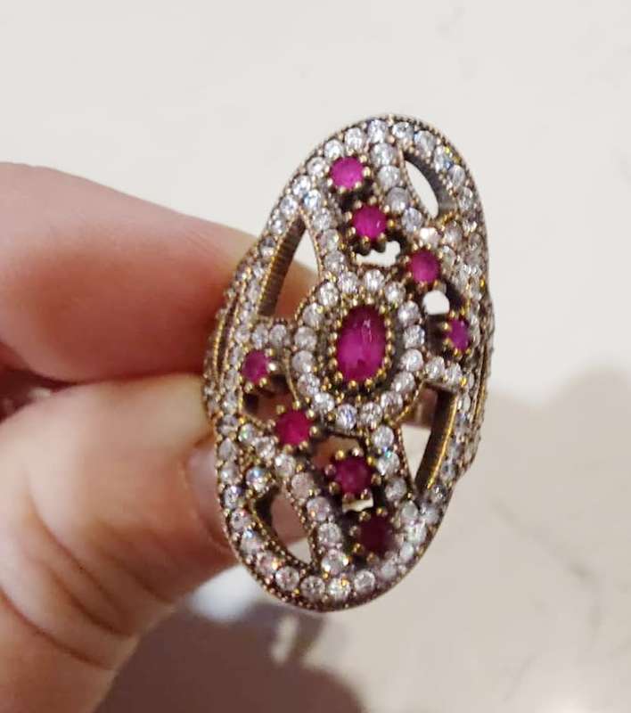 Authentic Turkish Ruby & Topaz Ring