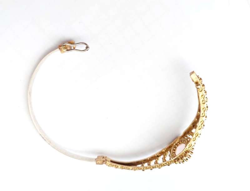 Authentic Turkish Cuff Bangle With Rose Quarts