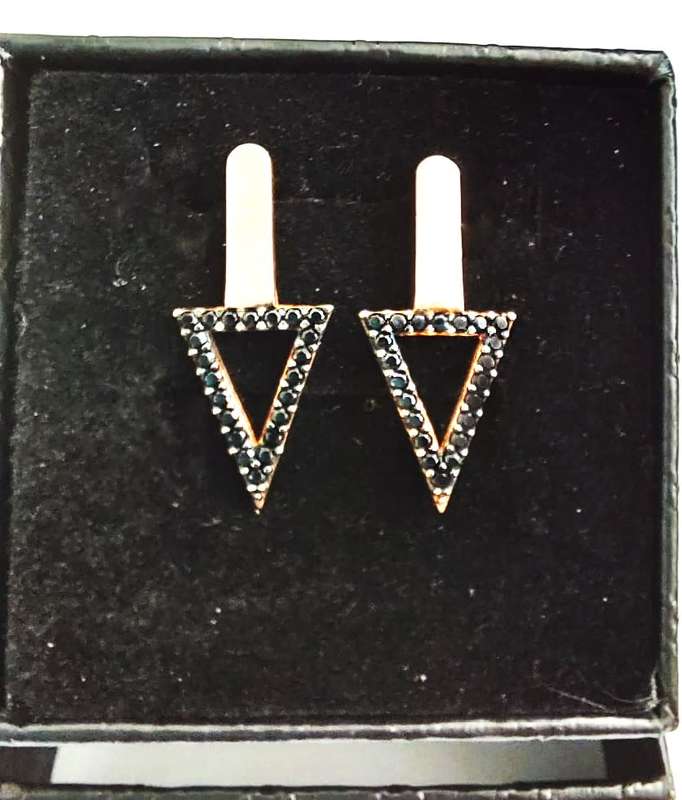Authentic Rose Gold Turkish Earrings with Onyx Dots