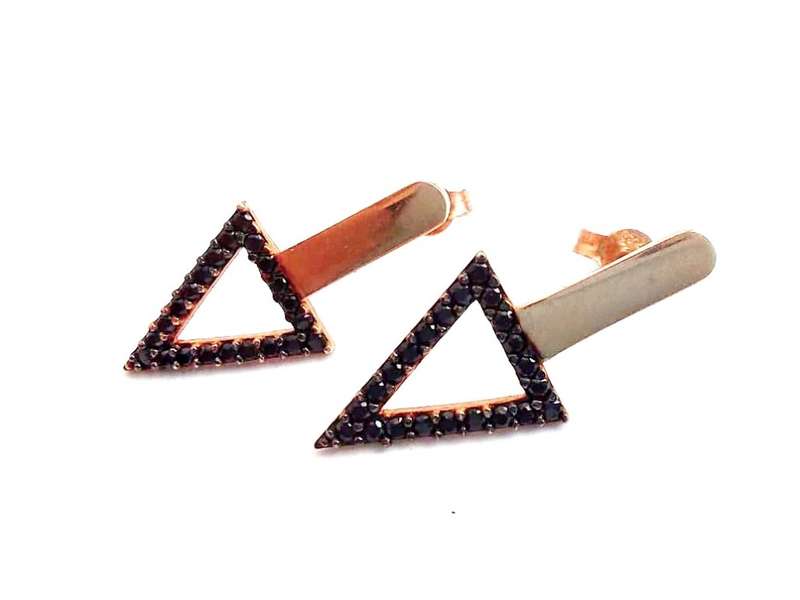 Authentic Rose Gold Turkish Earrings with Onyx Dots