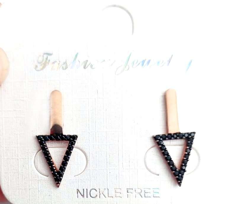 Authentic Rose Gold Turkish Earrings with Onyx Dots