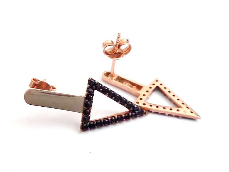 Authentic Rose Gold Turkish Earrings with Onyx Dots