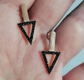 Authentic Rose Gold Turkish Earrings with Onyx Dots