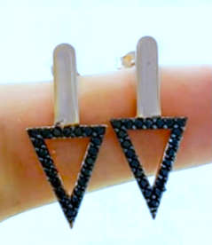 Authentic Rose Gold Turkish Earrings with Onyx Dots