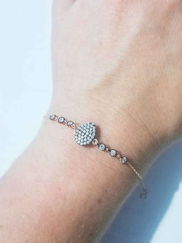 Rose Gold Plated, 925 Sterling Silver Bracelet with Topaz