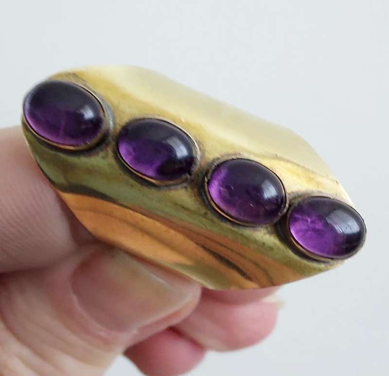 Beautiful Bronze Handcrafted Ring with Amethysts
