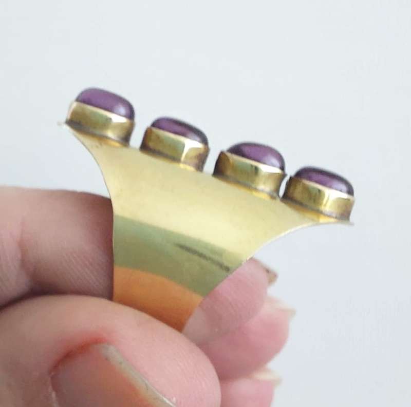 Beautiful Bronze Handcrafted Ring with Amethysts