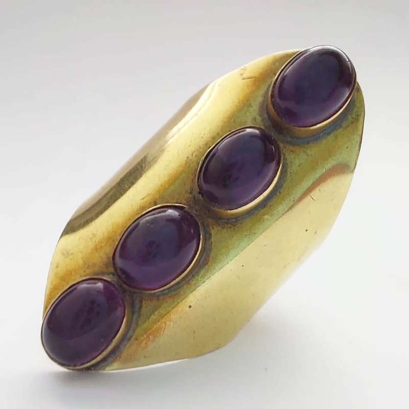 Beautiful Bronze Handcrafted Ring with Amethysts