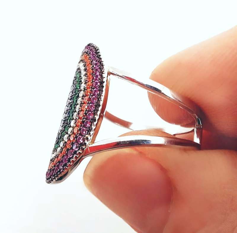 Modern Turkish Ring with Mulit-coloured Gemstones