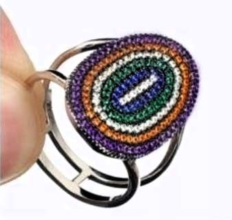 Modern Turkish Ring with Mulit-coloured Gemstones
