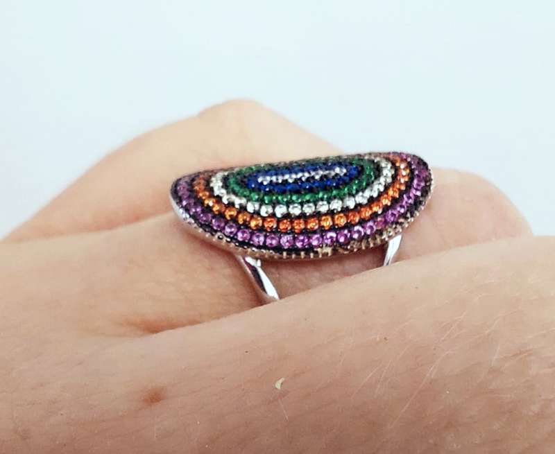 Modern Turkish Ring with Mulit-coloured Gemstones