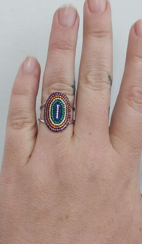 Modern Turkish Ring with Mulit-coloured Gemstones