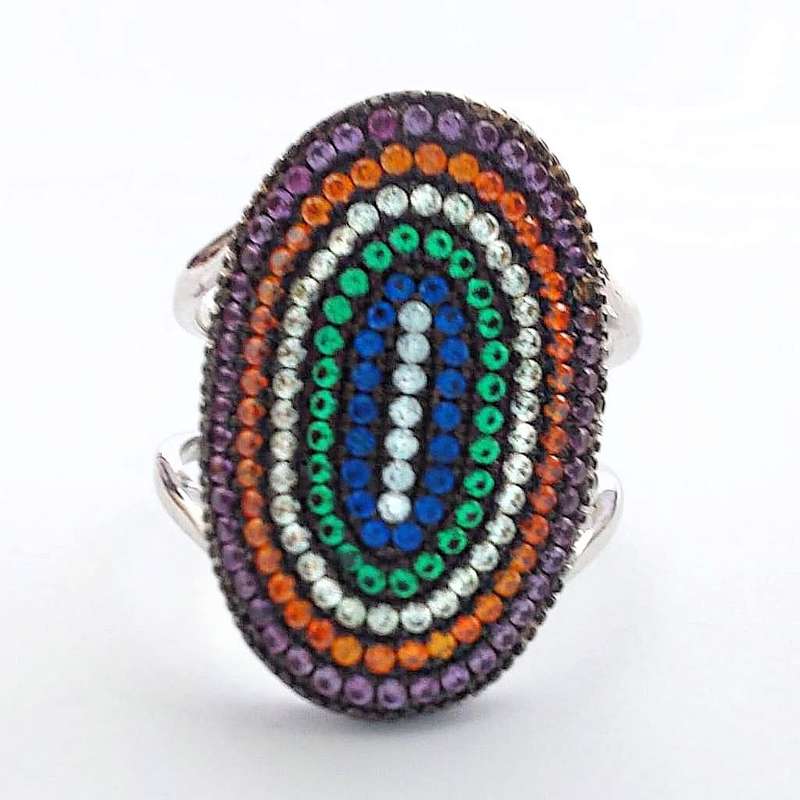 Modern Turkish Ring with Mulit-coloured Gemstones