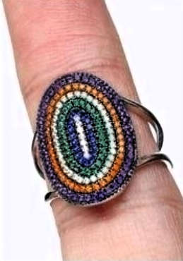 Modern Turkish Ring with Mulit-coloured Gemstones