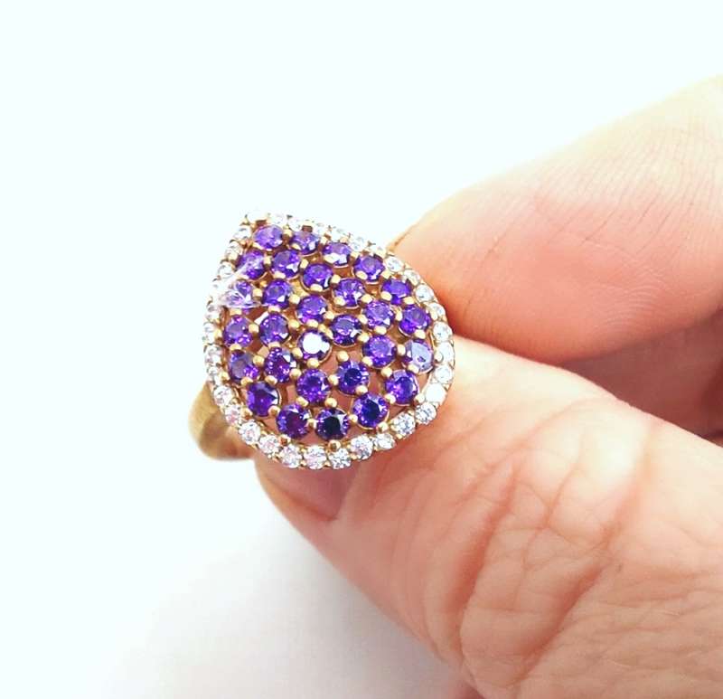 Authentic Turkish Ring with Amethysts & Topaz