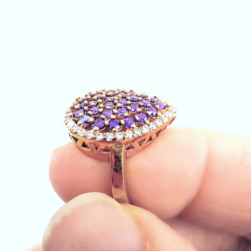 Authentic Turkish Ring with Amethysts & Topaz