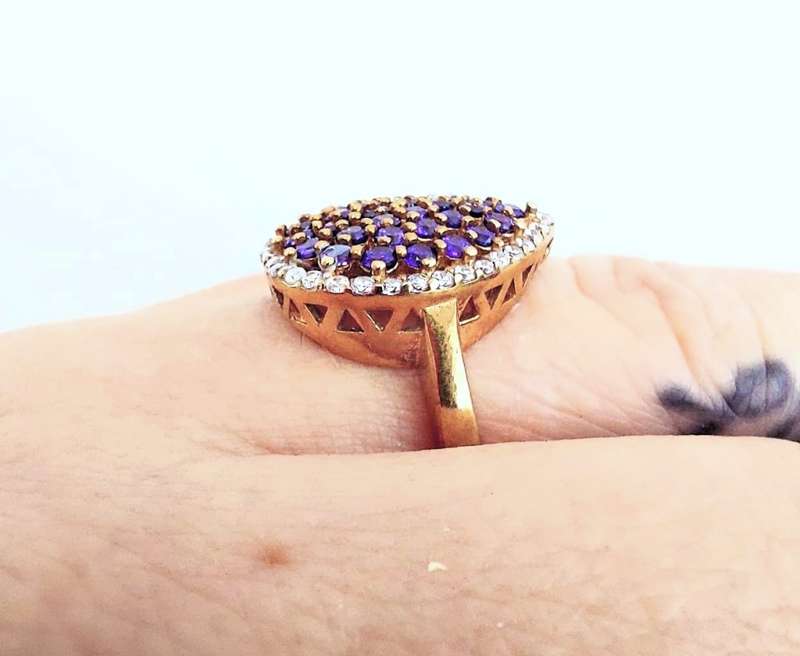 Authentic Turkish Ring with Amethysts & Topaz