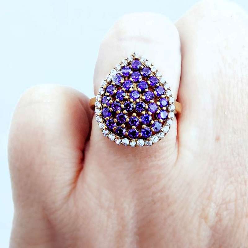 Authentic Turkish Ring with Amethysts & Topaz