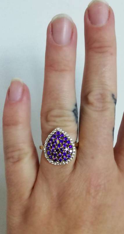 Authentic Turkish Ring with Amethysts & Topaz