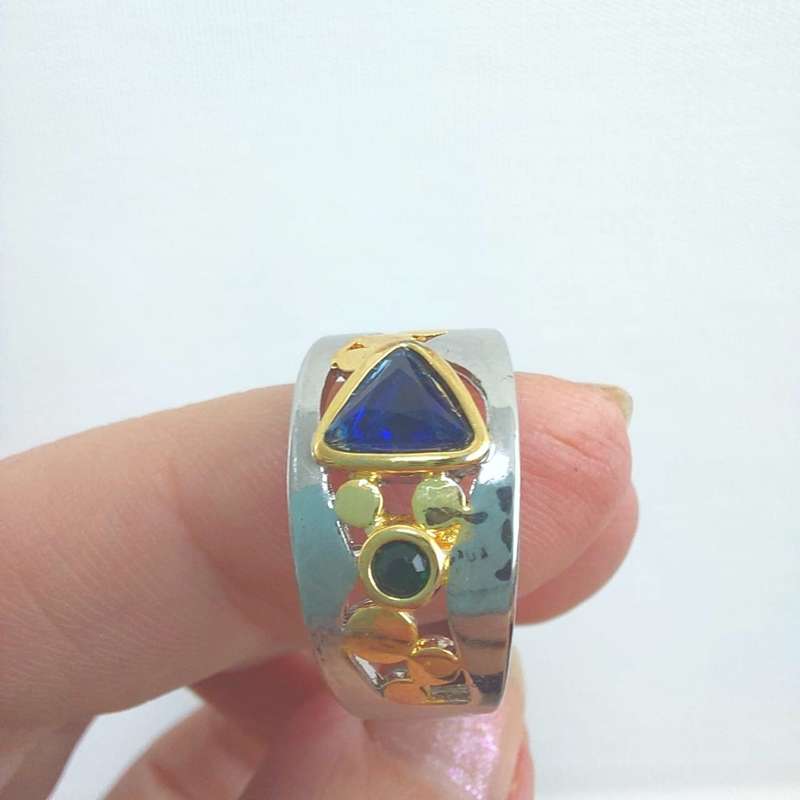 Silver Ring with Simulated Gemstones