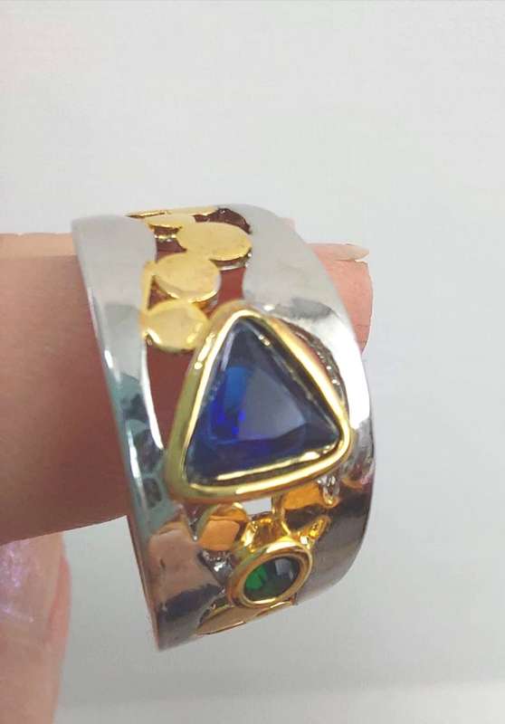 Silver Ring with Simulated Gemstones
