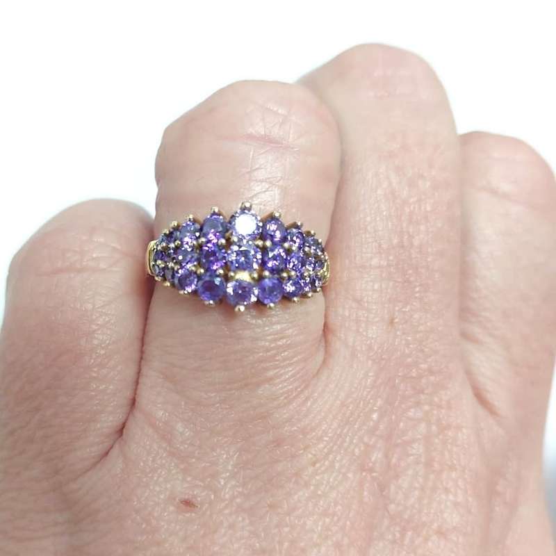 Authentic Handmade Turkish Ring, 925 Sterling Silver with Bronze detail & Amethysts