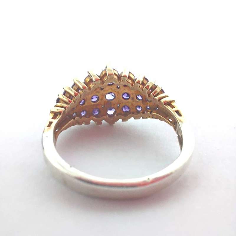 Authentic Handmade Turkish Ring, 925 Sterling Silver with Bronze detail & Amethysts