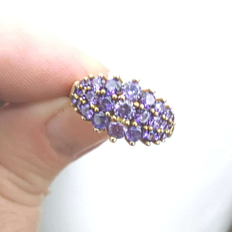 Authentic Handmade Turkish Ring, 925 Sterling Silver with Bronze detail & Amethysts