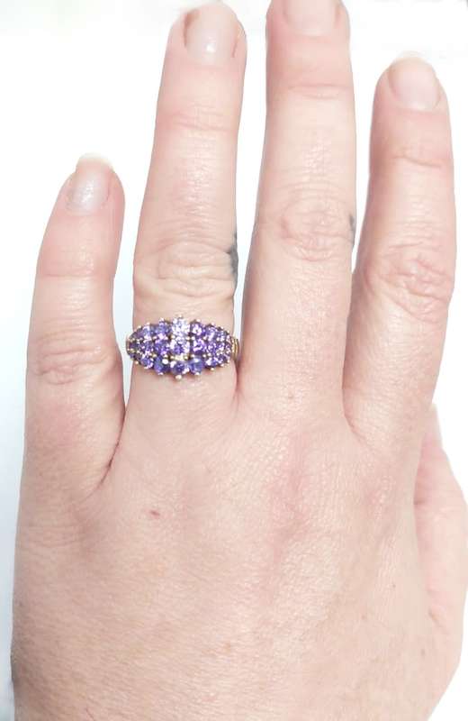 Authentic Handmade Turkish Ring, 925 Sterling Silver with Bronze detail & Amethysts