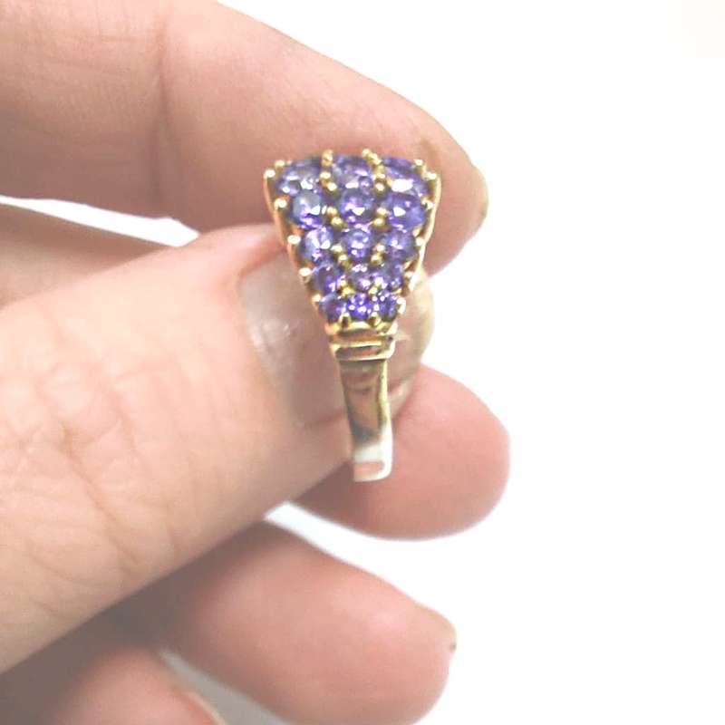 Authentic Handmade Turkish Ring, 925 Sterling Silver with Bronze detail & Amethysts