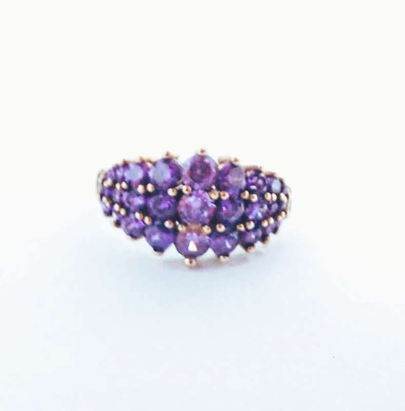 Authentic Handmade Turkish Ring, 925 Sterling Silver with Bronze detail & Amethysts