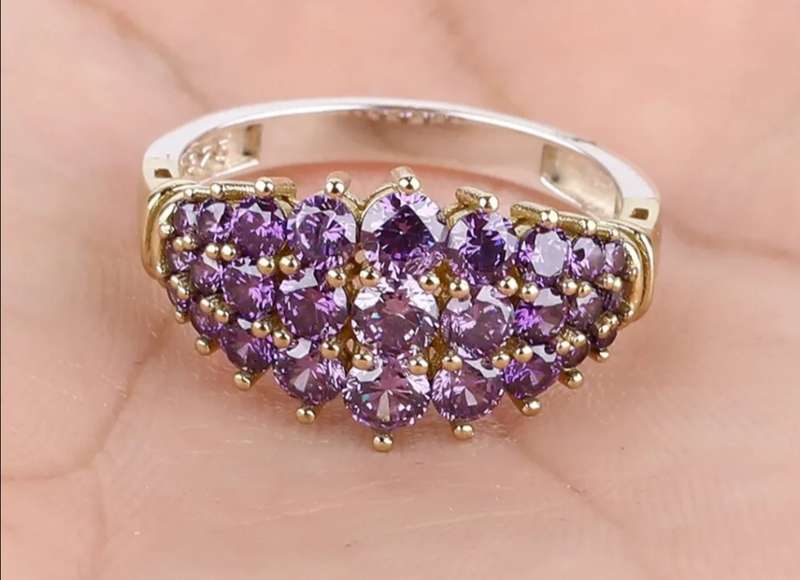 Authentic Handmade Turkish Ring, 925 Sterling Silver with Bronze detail & Amethysts