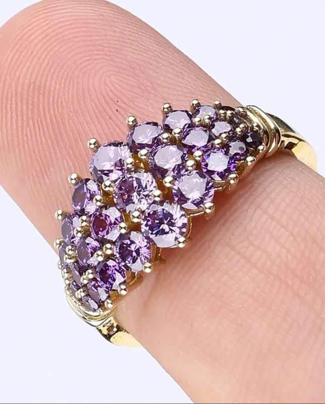 Authentic Handmade Turkish Ring, 925 Sterling Silver with Bronze detail & Amethysts