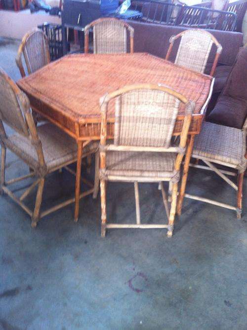 6 seater cane table set