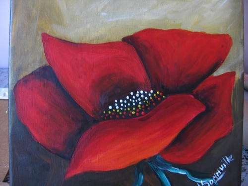 Red Poppy  - 3    260x260mm     by South African Artist dSomm'ville