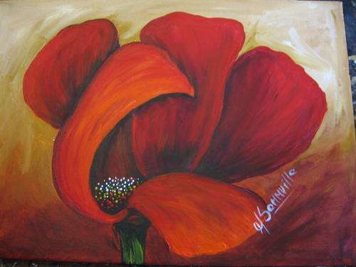 Single Poppy  1    [250x350mm]     by South African Artist dSomm'ville