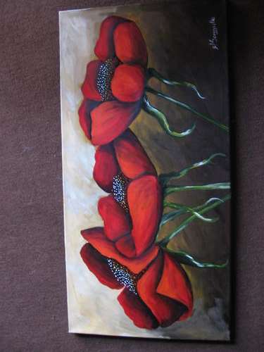Trio of Poppies   380x760mm       by South African Artist dSomm'ville