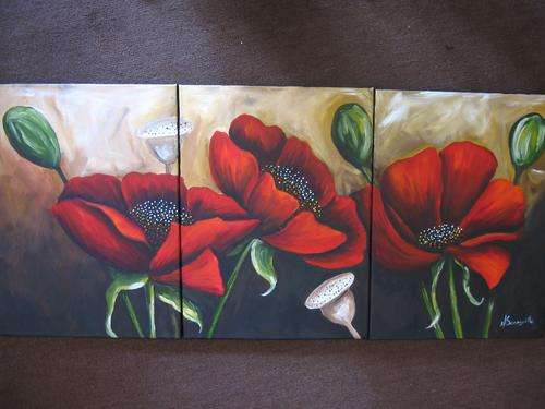 Poppy Lane  400x300mm  X  3    by South African Artist dSomm'ville