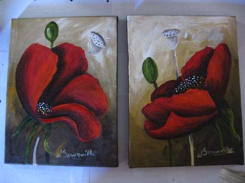 Red Red Poppies 1+2     300x230 mm     by South African Artist dSomm'ville