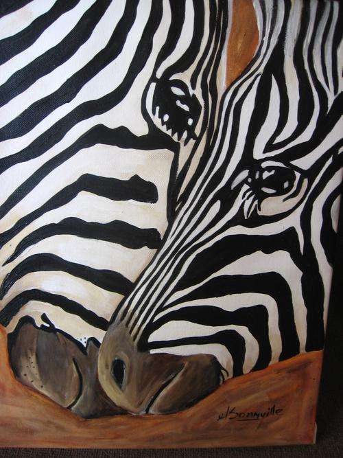 Zebras          495x395mm       by South African Artist dSomm'ville