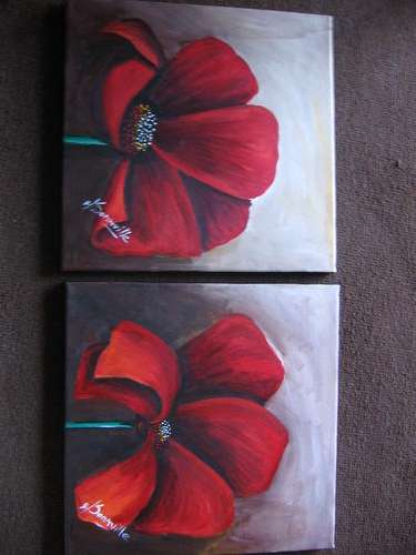 Red Poppies [300x300mm X2 ]   by  -   International Selling Artist   -    dSomm'ville