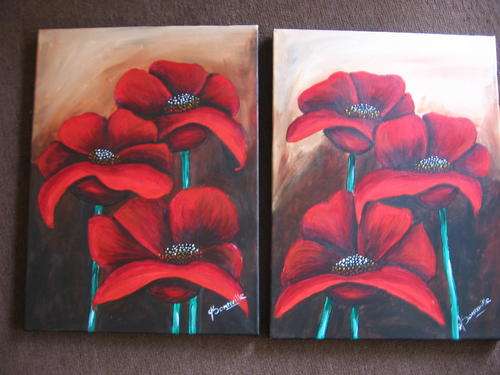 Red Poppies       [400x300mm X2 ]   by  -   International Selling Artist   -    dSomm'ville
