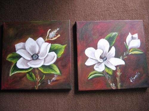 Magnolias   [300x300mm X2 ]   by  -   South African  Artist   -    dSomm'ville